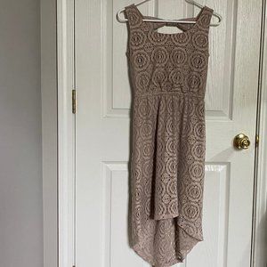 EnFocus Women's Nude Crochet Lace Sleeveless Dress